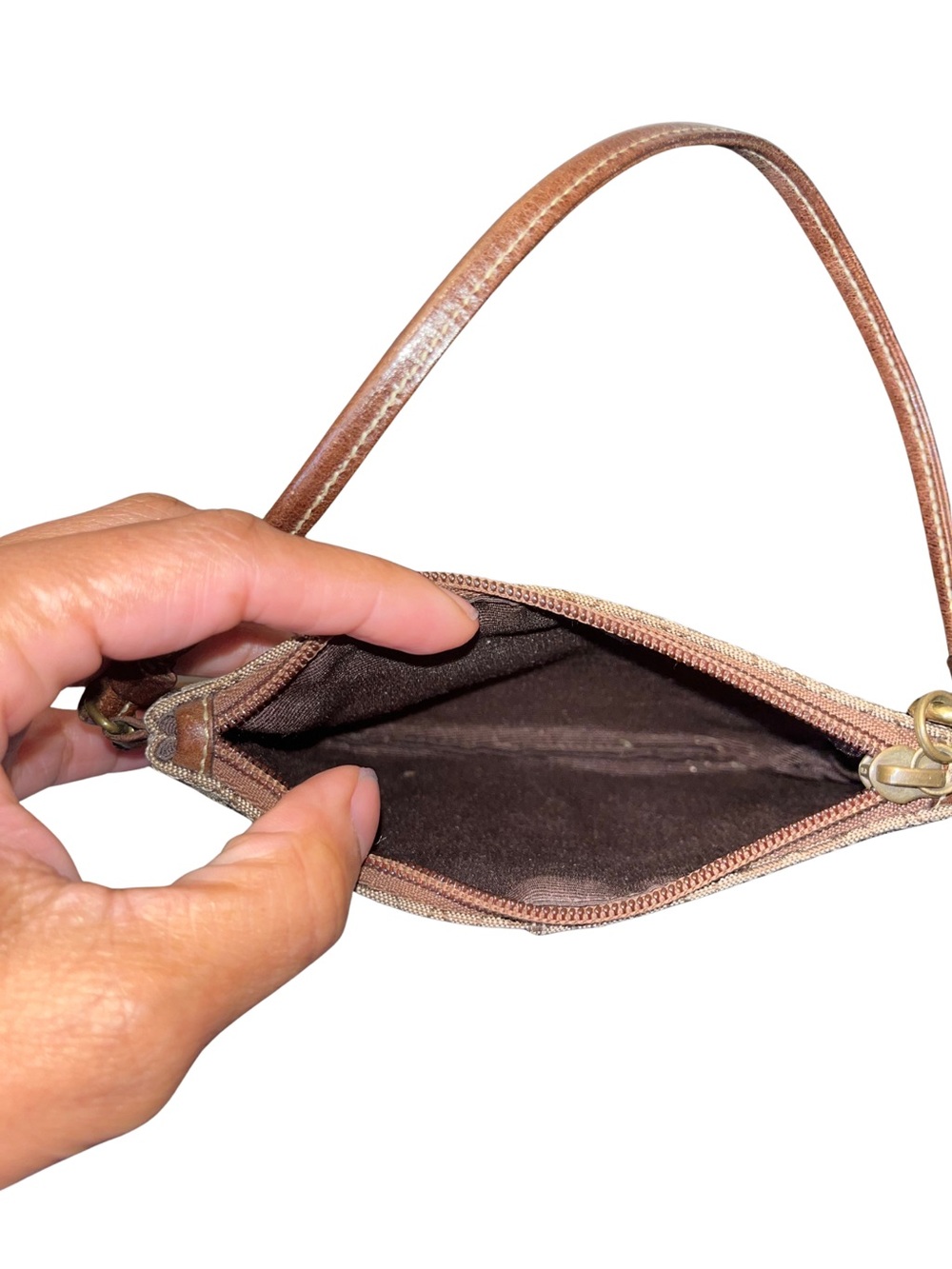 Coach Signature C Monogram Canvas/Suede Wristlet - Picture 10 of 11
